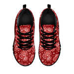 Red Paisley Pattern Print Black Sneakers