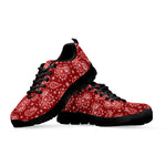 Red Paisley Pattern Print Black Sneakers
