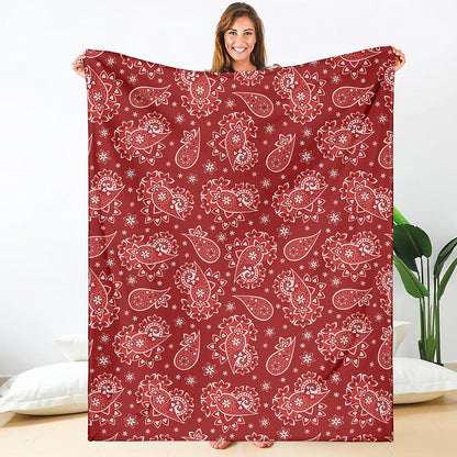 Red Paisley Pattern Print Blanket