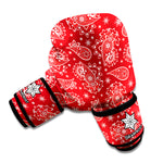 Red Paisley Pattern Print Boxing Gloves