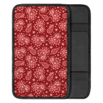 Red Paisley Pattern Print Car Center Console Cover