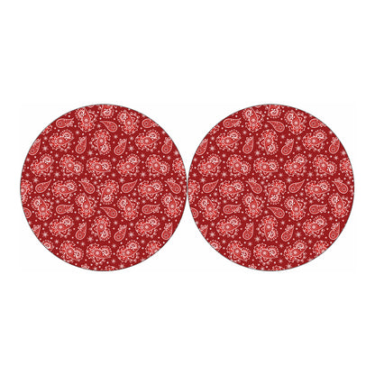 Red Paisley Pattern Print Car Coasters