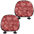 Red Paisley Pattern Print Car Headrest Covers