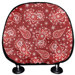 Red Paisley Pattern Print Car Headrest Covers