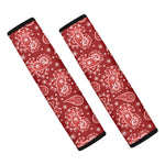 Red Paisley Pattern Print Car Seat Belt Covers
