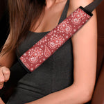 Red Paisley Pattern Print Car Seat Belt Covers
