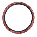 Red Paisley Pattern Print Car Steering Wheel Cover