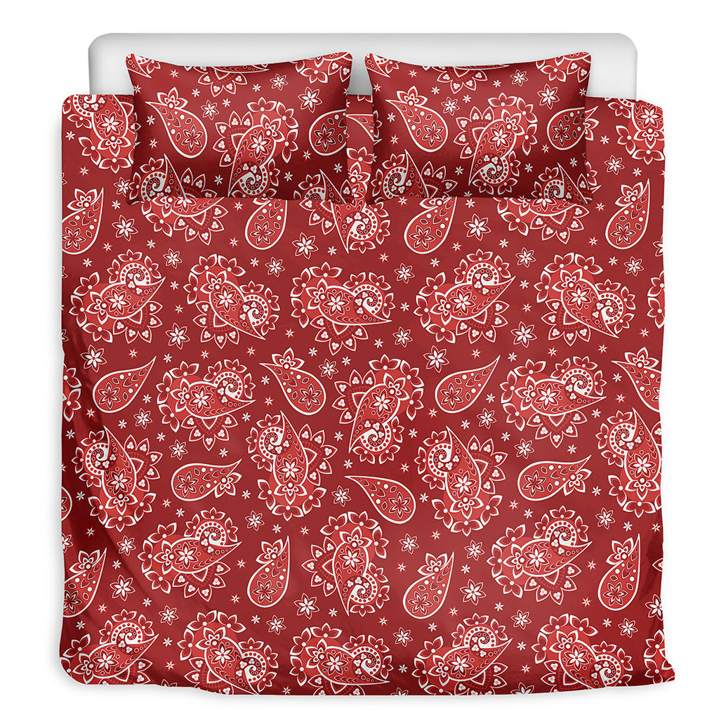 Red Paisley Pattern Print Duvet Cover Bedding Set