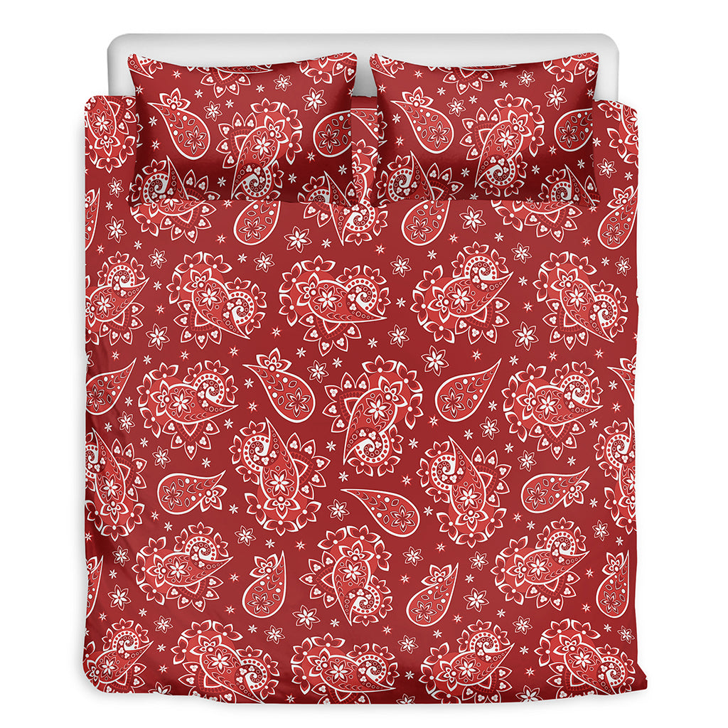 Red Paisley Pattern Print Duvet Cover Bedding Set