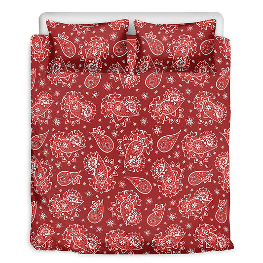 Red Paisley Pattern Print Duvet Cover Bedding Set