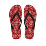 Red Paisley Pattern Print Flip Flops