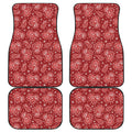 Red Paisley Pattern Print Front and Back Car Floor Mats