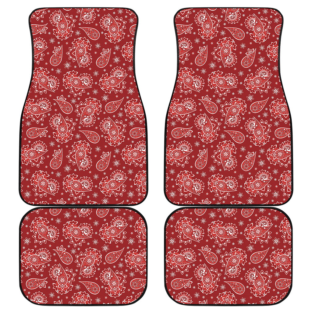 Red Paisley Pattern Print Front and Back Car Floor Mats