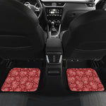 Red Paisley Pattern Print Front and Back Car Floor Mats