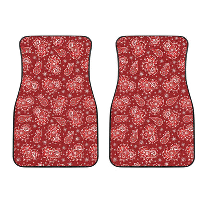 Red Paisley Pattern Print Front Car Floor Mats