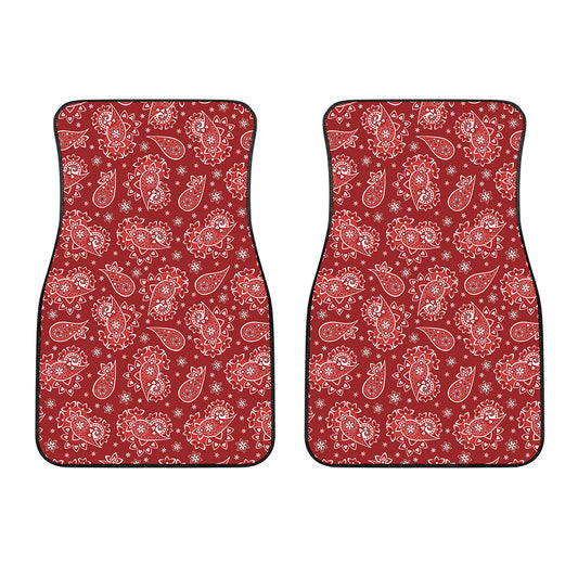 Red Paisley Pattern Print Front Car Floor Mats
