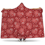 Red Paisley Pattern Print Hooded Blanket