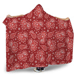 Red Paisley Pattern Print Hooded Blanket