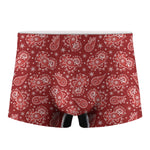Red Paisley Pattern Print Men's Boxer Briefs