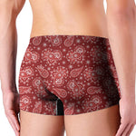 Red Paisley Pattern Print Men's Boxer Briefs