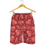 Red Paisley Pattern Print Men's Shorts