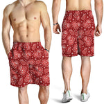 Red Paisley Pattern Print Men's Shorts