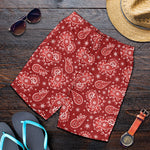 Red Paisley Pattern Print Men's Shorts