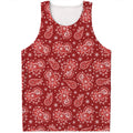 Red Paisley Pattern Print Men's Tank Top