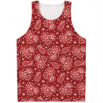 Red Paisley Pattern Print Men's Tank Top