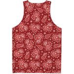 Red Paisley Pattern Print Men's Tank Top