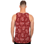 Red Paisley Pattern Print Men's Tank Top