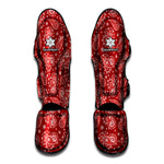 Red Paisley Pattern Print Muay Thai Shin Guard