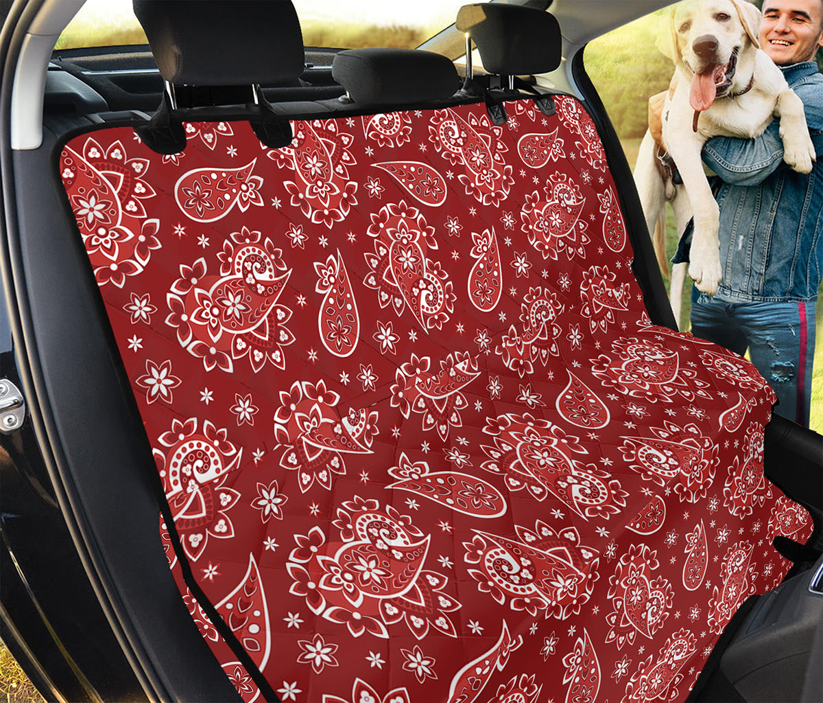 Red Paisley Pattern Print Pet Car Back Seat Cover