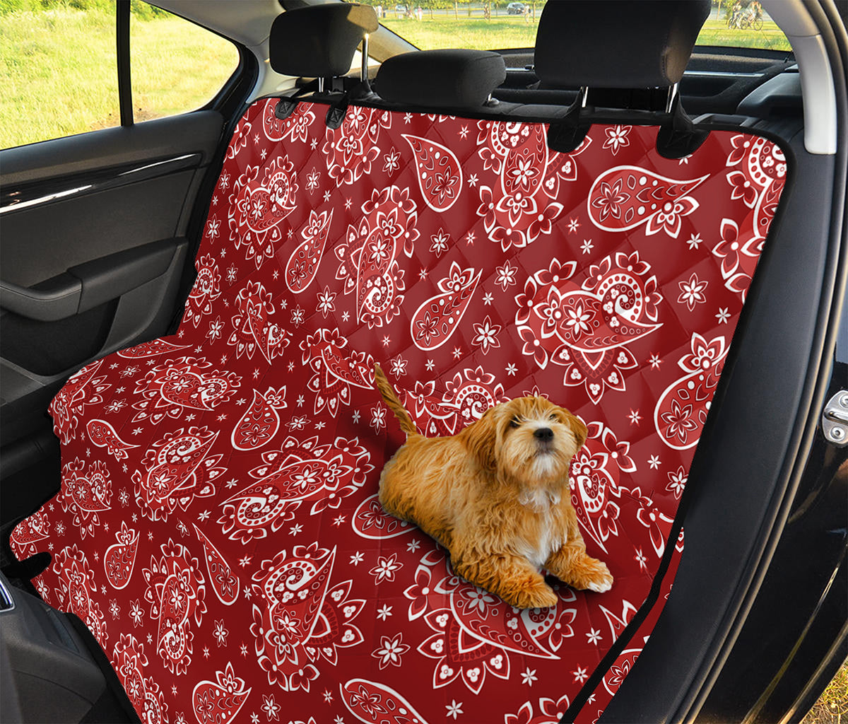 Red Paisley Pattern Print Pet Car Back Seat Cover