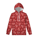 Red Paisley Pattern Print Pullover Hoodie
