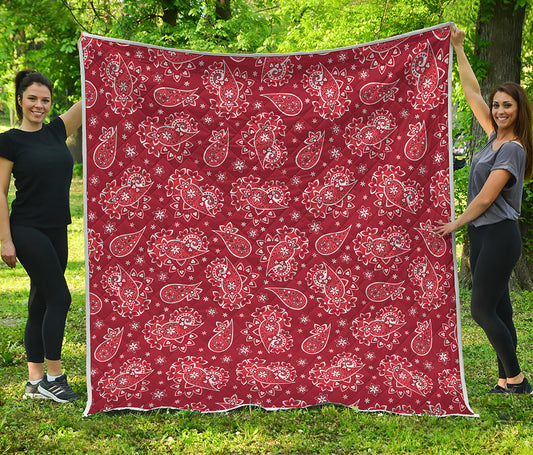 Red Paisley Pattern Print Quilt