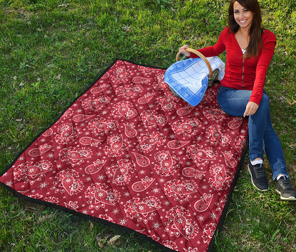 Red Paisley Pattern Print Quilt
