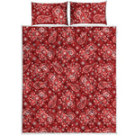 Red Paisley Pattern Print Quilt Bed Set