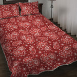 Red Paisley Pattern Print Quilt Bed Set