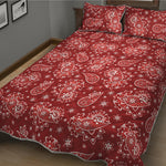 Red Paisley Pattern Print Quilt Bed Set