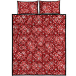 Red Paisley Pattern Print Quilt Bed Set