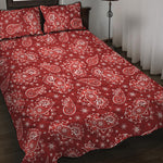 Red Paisley Pattern Print Quilt Bed Set