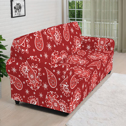 Red Paisley Pattern Print Sofa Cover
