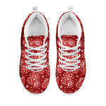 Red Paisley Pattern Print White Sneakers