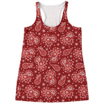 Red Paisley Pattern Print Women's Racerback Tank Top