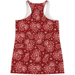 Red Paisley Pattern Print Women's Racerback Tank Top