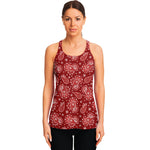 Red Paisley Pattern Print Women's Racerback Tank Top