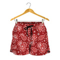 Red Paisley Pattern Print Women's Shorts