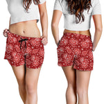 Red Paisley Pattern Print Women's Shorts