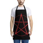 Red Pentagram Symbol Print Apron
